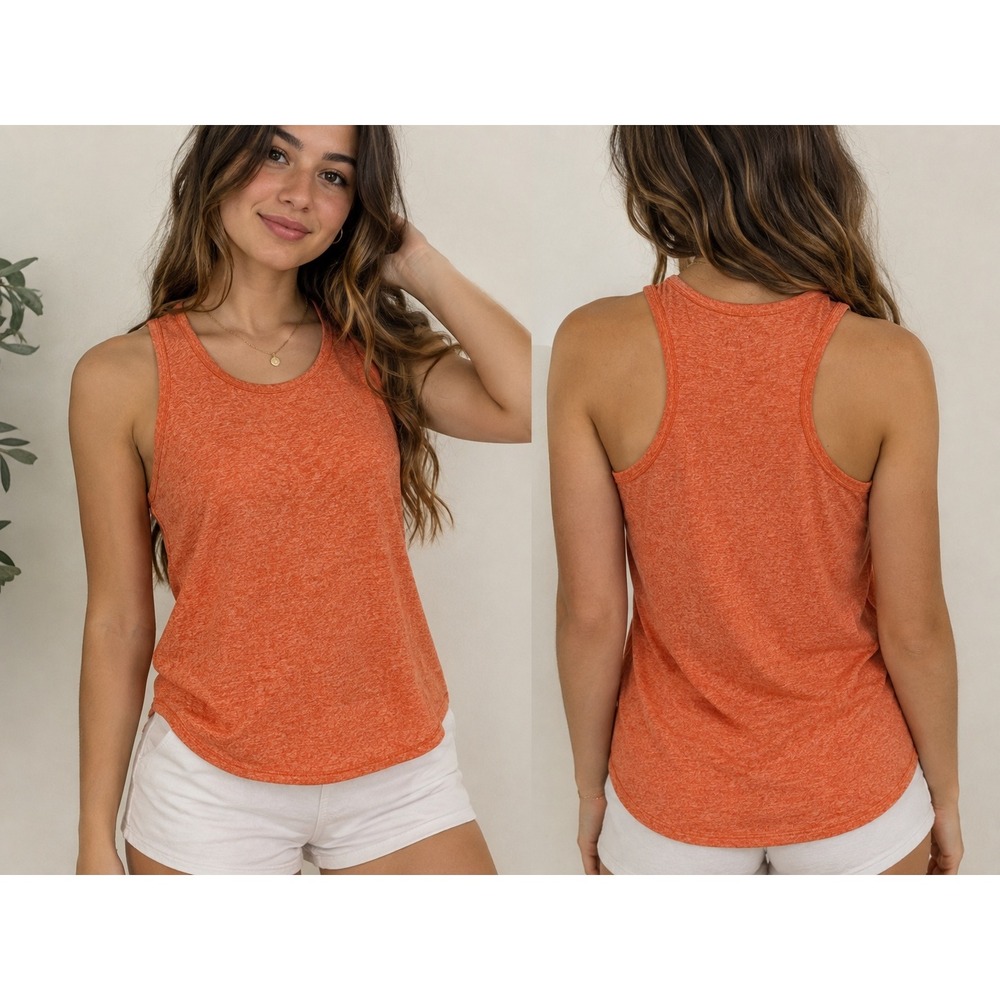 Athleta Orange Heathered Racerback Tank Top Activewear Yoga Gym Small